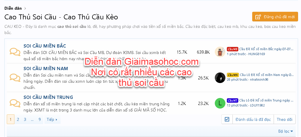 Diễn đàn Cao thủ soi cầu - Giaimasohoc.com